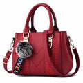 Embroidery Messenger Bags Women Leather Handbags Bags for Women Sac a Main Ladies hair ball Hand Bag
