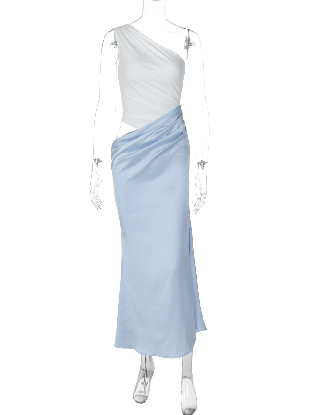 Dulzura 2025 Summer Latest Fashion One Shoulder Backless Slim Cut Out Patchwork Long Dress Women Fashion Sexy Clothes Party Club