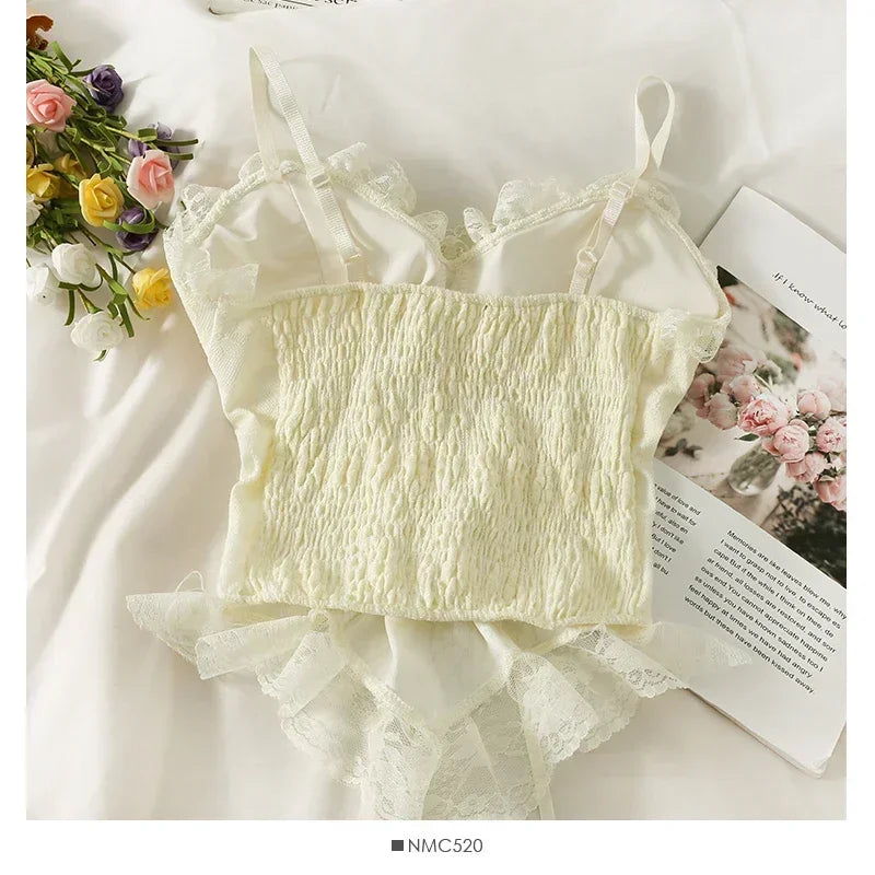 Clothes Blouses Sexy Crop Tops Women Corset Lace Bandage T-shirt Camisole Woman Sling Tank Top Fashion Sleeveless Waistcoat