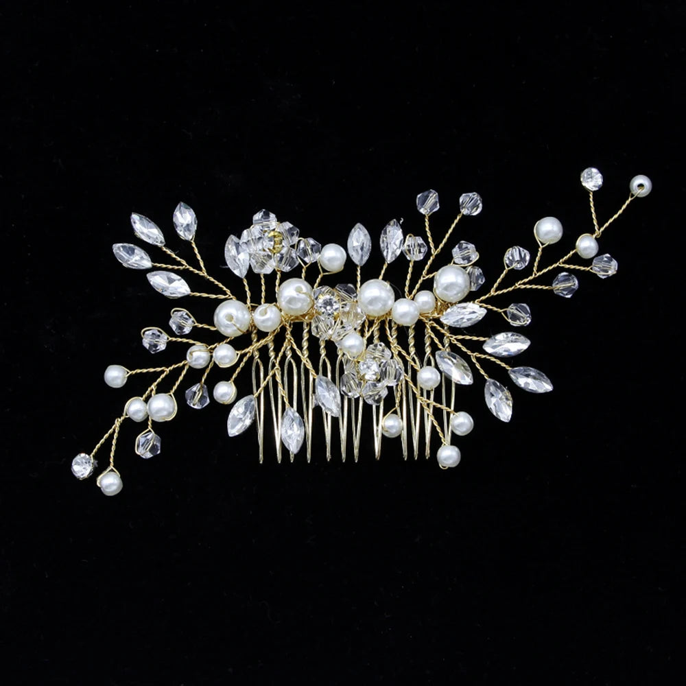 1 Pc Pearl Exquisite Hair Comb Hair Accessory Rhinestone Women Bride's Jewelry Versatile Elegant Luxurious Girls Headwear Gift