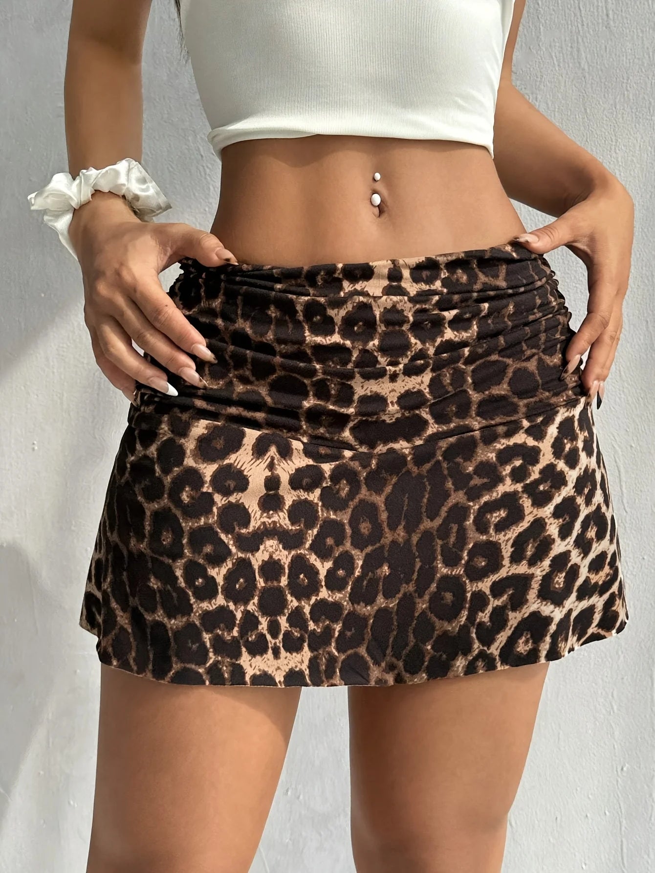European and American spring, summer and autumn leopard print casual skirt
