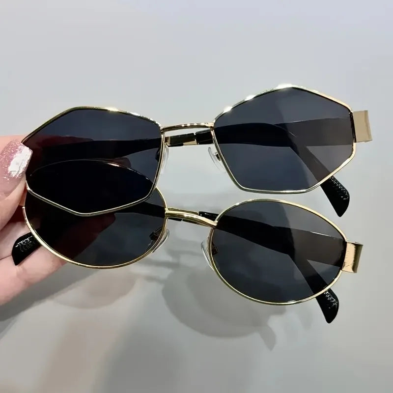2pcs Summer Trendy Glasses Set Rhombus Oval Frame Fashion Glasses Suitable for Daily Commute and Street Photography Accessories
