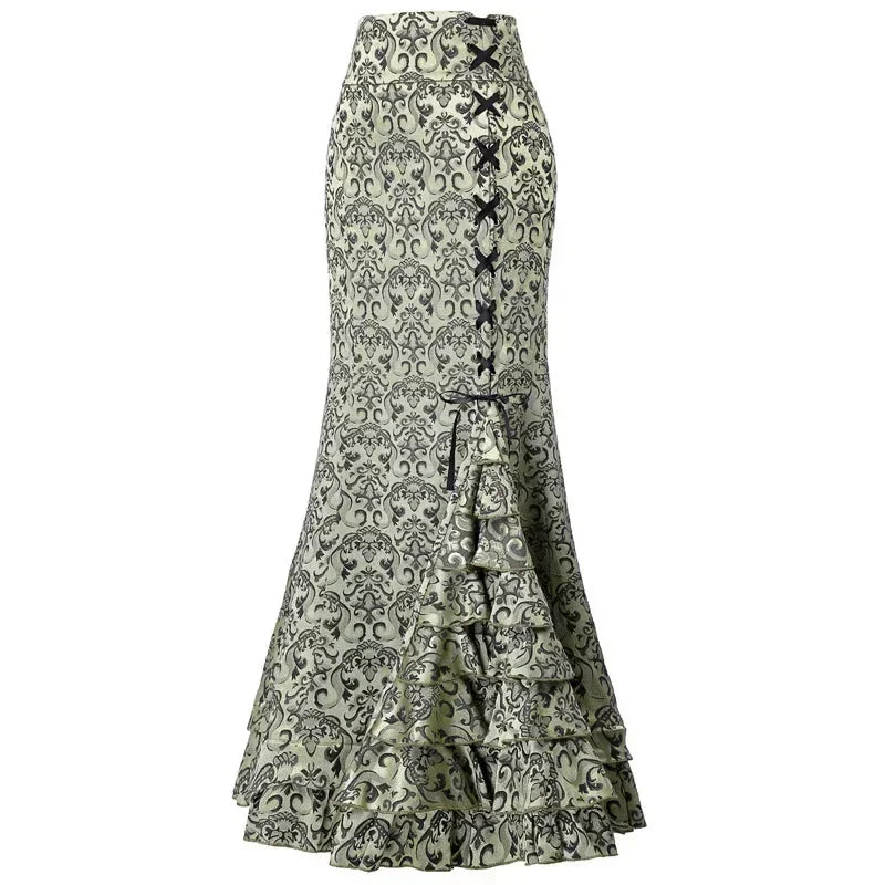 Women's Midi Y2k Skirt Victorian Retro High Waist Elegant Temperament Skirt Steampunk Gothic Style Fishtail Skirt Party Clothes