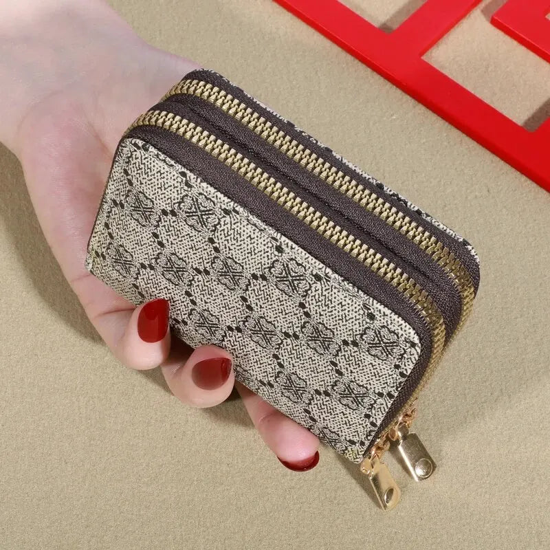 Womens Credit Card Wallet, Large Capacity Multi Card Case Wallet With ID Window, Zipper Card Cases Holder