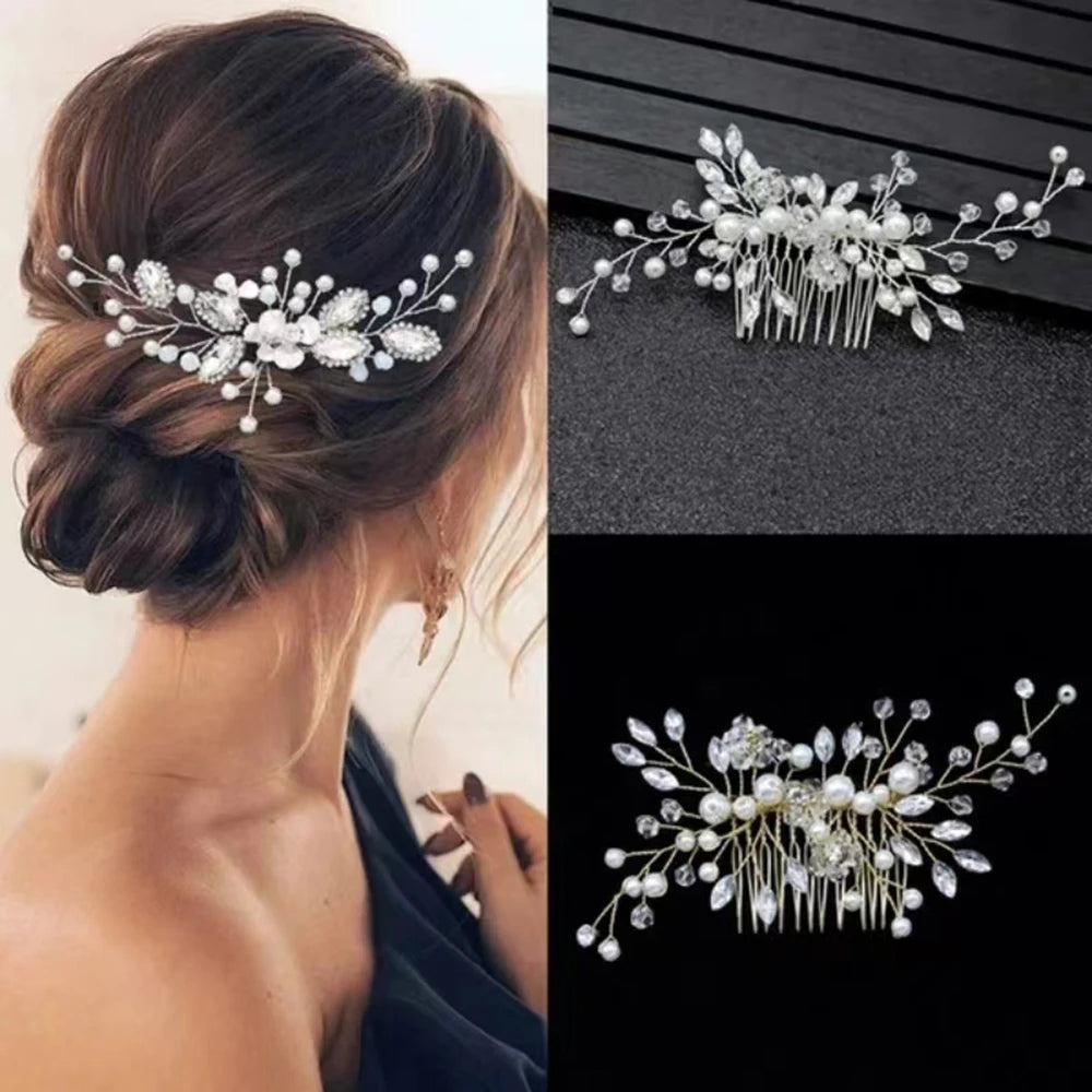 1 Pc Pearl Exquisite Hair Comb Hair Accessory Rhinestone Women Bride's Jewelry Versatile Elegant Luxurious Girls Headwear Gift