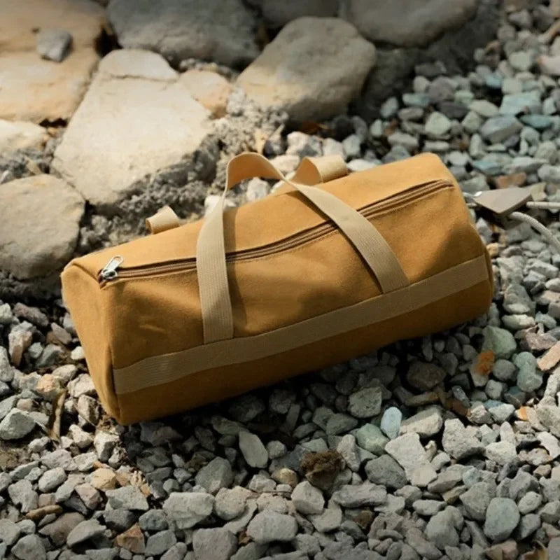 Camping Tools Storage Bag Large Capacity Cylinder Tent Stake Bag Lightweight Tent Peg Ground Nail Holder Bag for Outdoor Camping