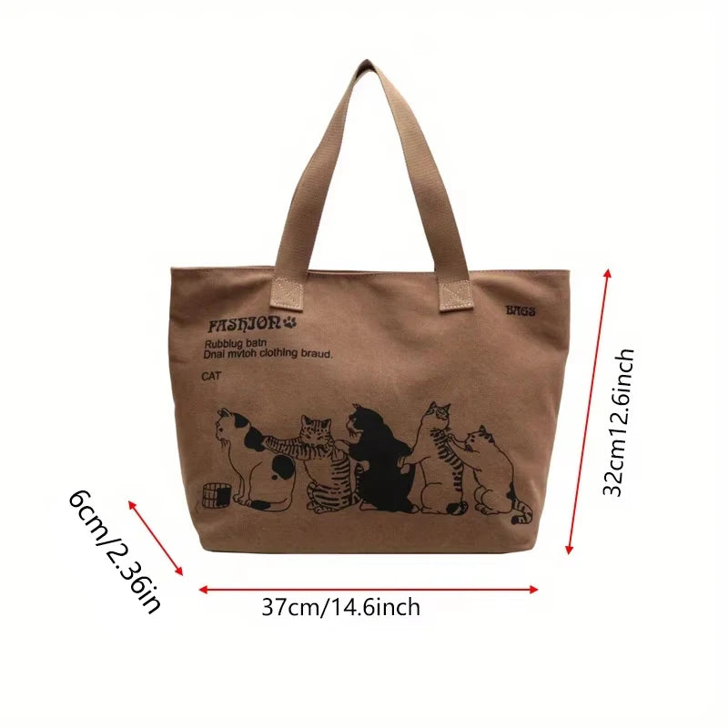 Women's Fashionable Canvas Tote Bag Spacious Durable Shoulder Bag with Zipper Closure Classic Design for Work