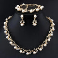3pcs Sweet Jewelry Set Artificial Pearl Pendant Banquet Party Women's Romantic Pearl Necklace Earrings Bracelet Accessories Set