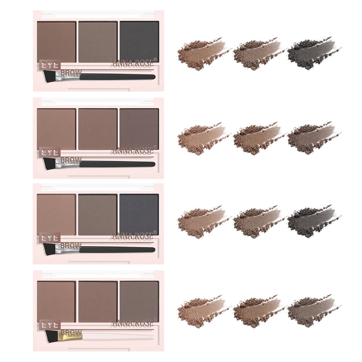 Three-color eyebrow powder shadow three-dimensional eyebrow shape waterproof and sweat-proof natural long-lasting eyebrow powder
