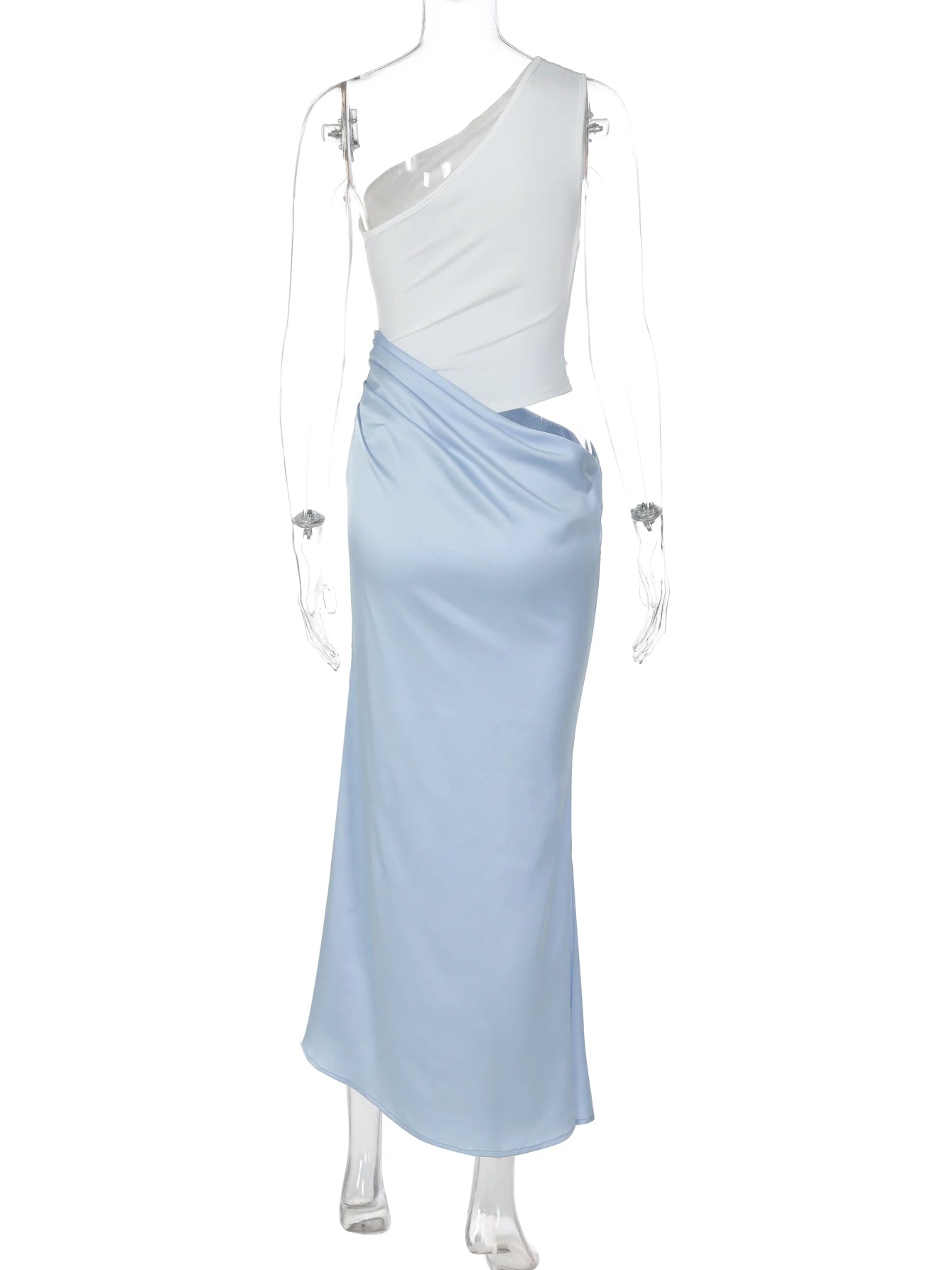 Dulzura 2025 Summer Latest Fashion One Shoulder Backless Slim Cut Out Patchwork Long Dress Women Fashion Sexy Clothes Party Club