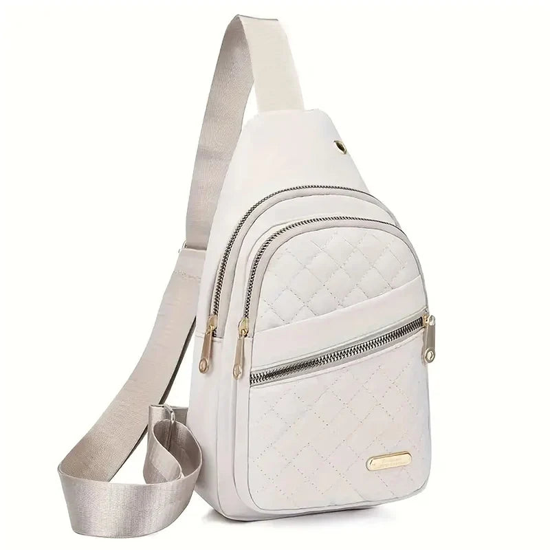 Neutral style backpack for men and women, with multiple color slanted fabric and nylon material. Suitable for travel.