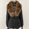 2025 Women's Winter Fur Down Jacket Belt Fur Collar Corset Women's Jacket Cotton-padded Jacket y2k New High Quality Coat bra