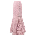Women's Midi Y2k Skirt Victorian Retro High Waist Elegant Temperament Skirt Steampunk Gothic Style Fishtail Skirt Party Clothes