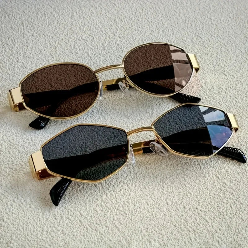 2pcs Summer Trendy Glasses Set Rhombus Oval Frame Fashion Glasses Suitable for Daily Commute and Street Photography Accessories