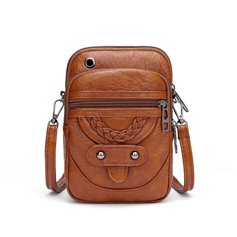Multi-Functional Soft PU Leather Small Shoulder Bag For Women Vintage Crossbody Bag Cash Purse Cell phone Baga Handbag Purse