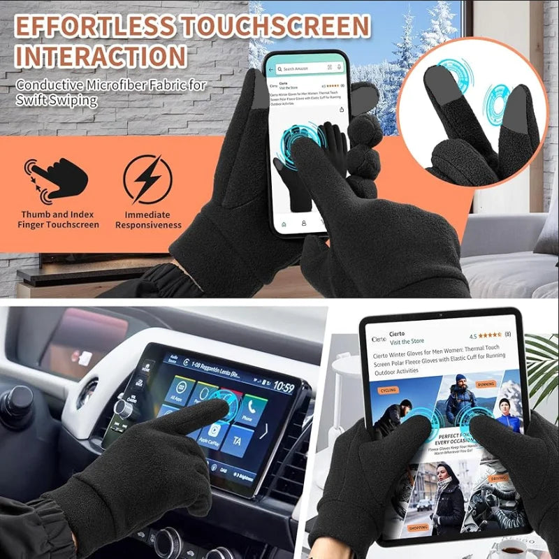 Warm Winter Gloves Polar Fleece Cold Weather Gloves Touch Screen Women and Men Thermal Gloves for Running Hiking