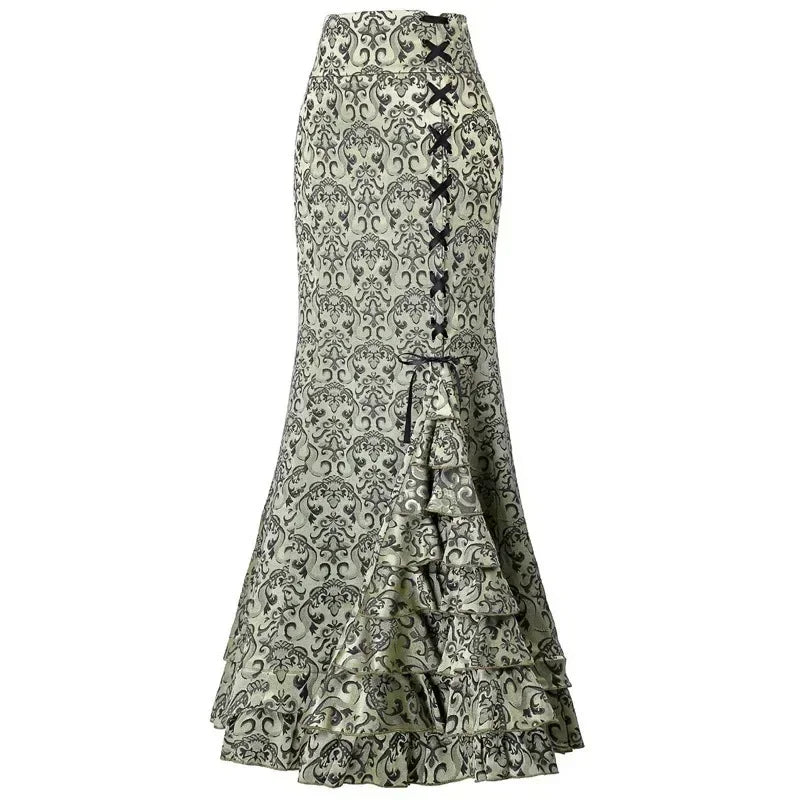 Women's Midi Y2k Skirt Victorian Retro High Waist Elegant Temperament Skirt Steampunk Gothic Style Fishtail Skirt Party Clothes