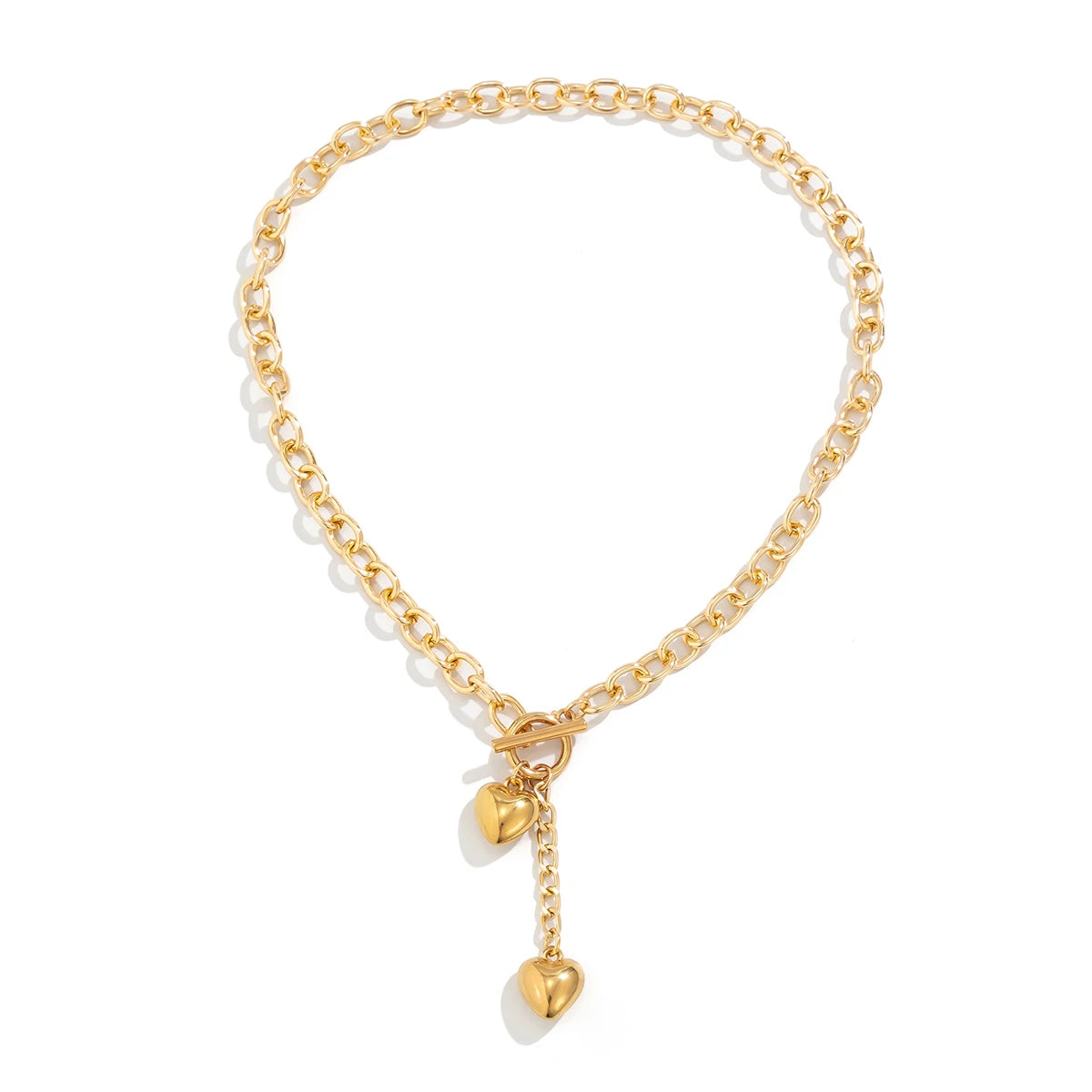 IngeSight.Z Vintage Metal Love Heart Pendant Necklace for Women Punk Gold Color OT Buckle Choker Necklace Female Party Jewelry