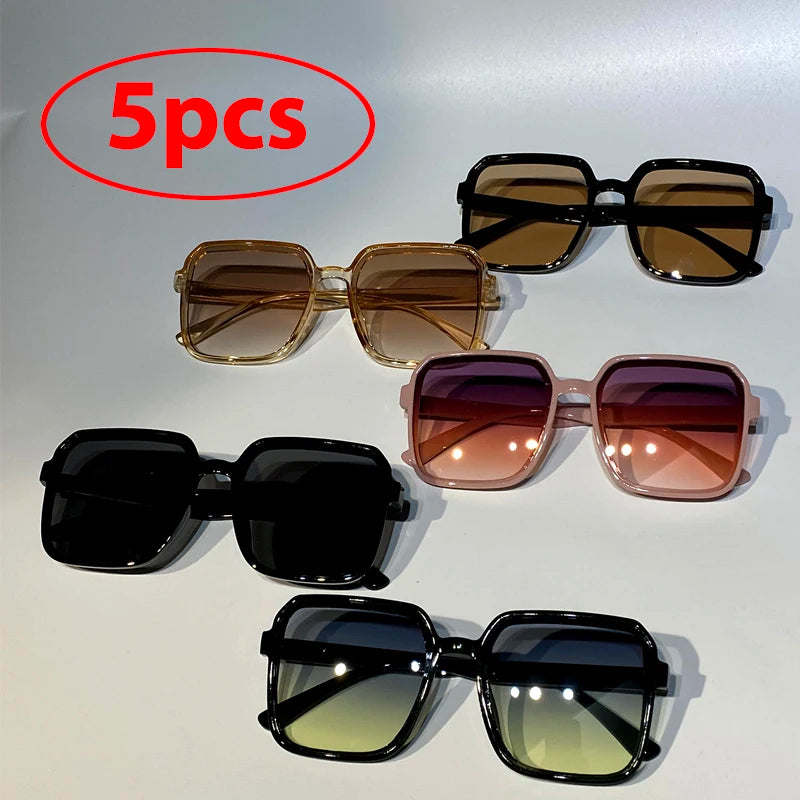 5pcs the glasses combination Square large frame casual fashion sunglasses 2024 new cross-border street shot unisex sunglasses