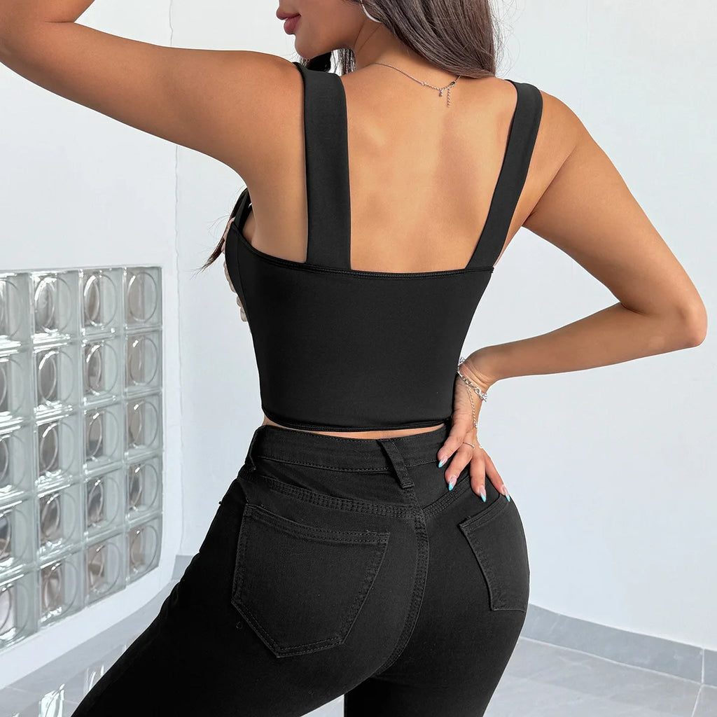 Sleeveless Mesh Bones Crop Tops Y2k Camisole Sexy Women Slim Shaper Vest Fashion Fit Tank Top Summer Corset Party Rave Bustier